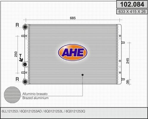 AHE 102.084 - Радиатор, охлаждане на двигателя vvparts.bg