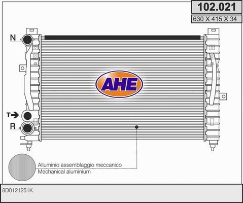 AHE 102.021 - Радиатор, охлаждане на двигателя vvparts.bg