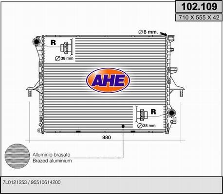 AHE 102.109 - Радиатор, охлаждане на двигателя vvparts.bg