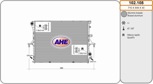 AHE 102.108 - Радиатор, охлаждане на двигателя vvparts.bg