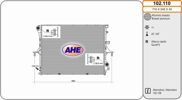 AHE 102.110 - Радиатор, охлаждане на двигателя vvparts.bg