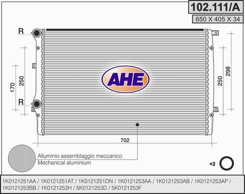 AHE 102.111/A - Радиатор, охлаждане на двигателя vvparts.bg