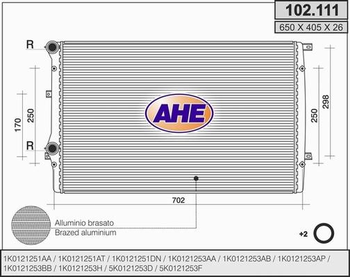 AHE 102.111 - Радиатор, охлаждане на двигателя vvparts.bg