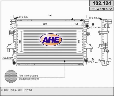 AHE 102.124 - Радиатор, охлаждане на двигателя vvparts.bg