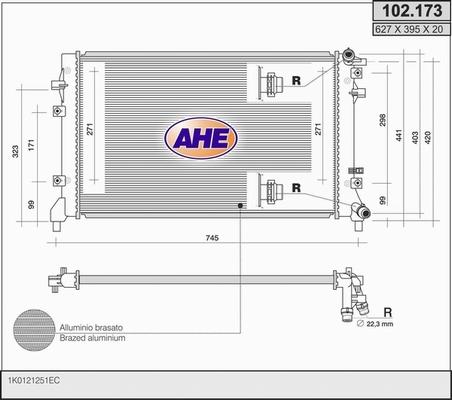 AHE 102.173 - Радиатор, охлаждане на двигателя vvparts.bg