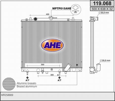 AHE 119.068 - Радиатор, охлаждане на двигателя vvparts.bg