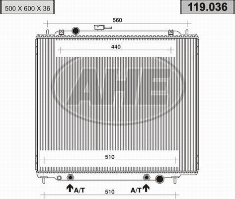 AHE 119.036 - Радиатор, охлаждане на двигателя vvparts.bg