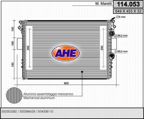 AHE 114.053 - Радиатор, охлаждане на двигателя vvparts.bg