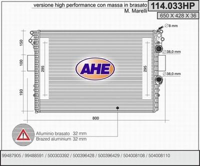 AHE 114.033HP - Радиатор, охлаждане на двигателя vvparts.bg