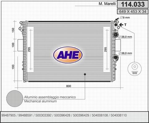AHE 114.033 - Радиатор, охлаждане на двигателя vvparts.bg