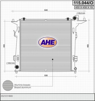 AHE 115.044/O - Радиатор, охлаждане на двигателя vvparts.bg