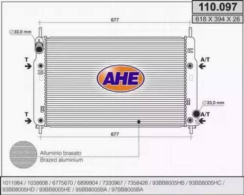 AHE 110.097 - Радиатор, охлаждане на двигателя vvparts.bg