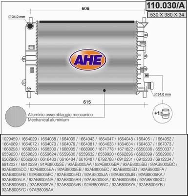 AHE 110.030/A - Радиатор, охлаждане на двигателя vvparts.bg