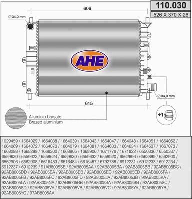 AHE 110.030 - Радиатор, охлаждане на двигателя vvparts.bg