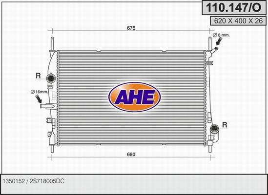 AHE 110.147/O - Радиатор, охлаждане на двигателя vvparts.bg