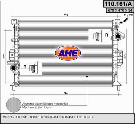 AHE 110.161/A - Радиатор, охлаждане на двигателя vvparts.bg