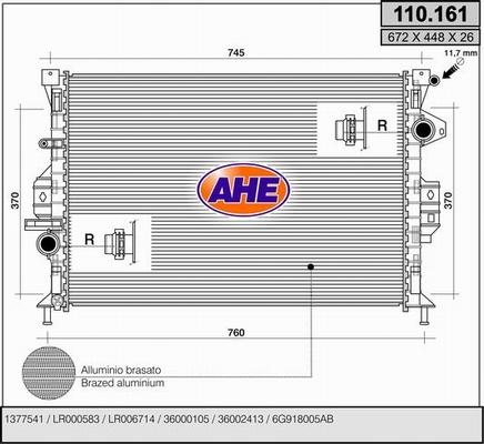 AHE 110.161 - Радиатор, охлаждане на двигателя vvparts.bg