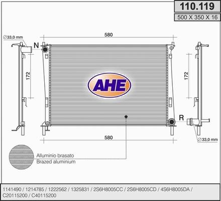 AHE 110.119 - Радиатор, охлаждане на двигателя vvparts.bg