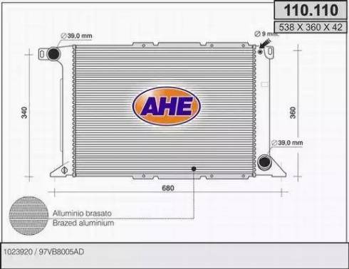 AHE 110.110 - Радиатор, охлаждане на двигателя vvparts.bg