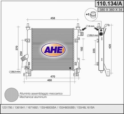 AHE 110.134/A - Радиатор, охлаждане на двигателя vvparts.bg