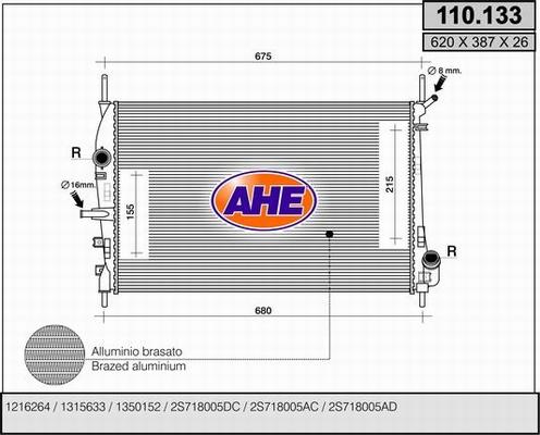 AHE 110.133 - Радиатор, охлаждане на двигателя vvparts.bg