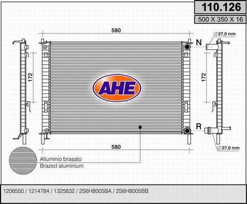 AHE 110.126 - Радиатор, охлаждане на двигателя vvparts.bg