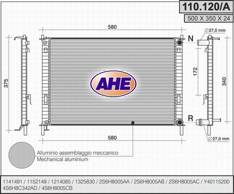 AHE 110.120/A - Радиатор, охлаждане на двигателя vvparts.bg