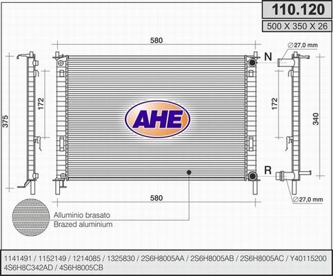 AHE 110.120 - Радиатор, охлаждане на двигателя vvparts.bg