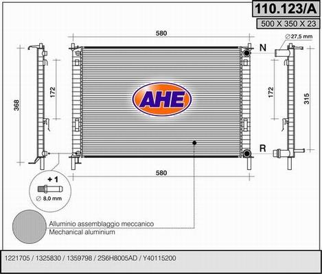 AHE 110.123/A - Радиатор, охлаждане на двигателя vvparts.bg