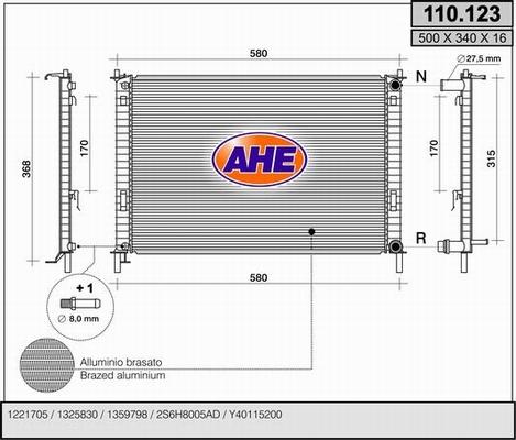 AHE 110.123 - Радиатор, охлаждане на двигателя vvparts.bg