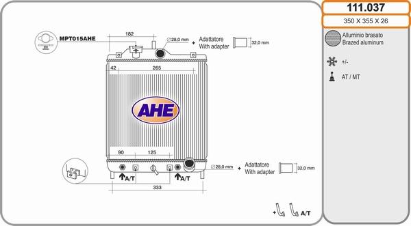 AHE 111.037 - Радиатор, охлаждане на двигателя vvparts.bg