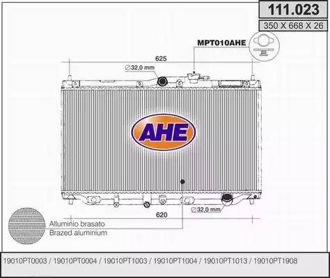 AHE 111.023 - Радиатор, охлаждане на двигателя vvparts.bg