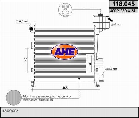 AHE 118.045 - Радиатор, охлаждане на двигателя vvparts.bg