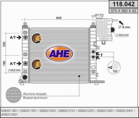 AHE 118.042 - Радиатор, охлаждане на двигателя vvparts.bg