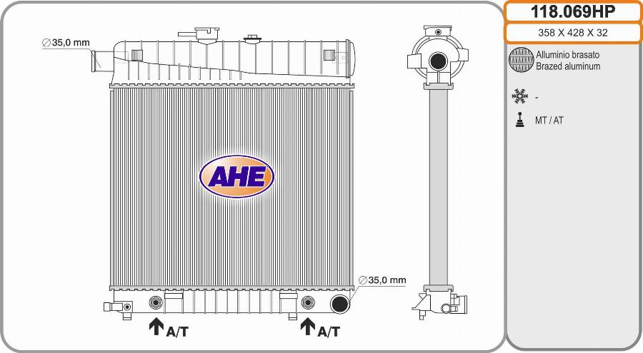 AHE 118.069HP - Радиатор, охлаждане на двигателя vvparts.bg