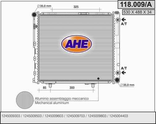 AHE 118.009/A - Радиатор, охлаждане на двигателя vvparts.bg