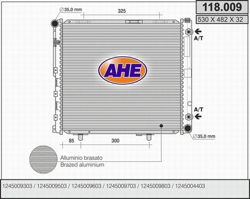 AHE 118.009 - Радиатор, охлаждане на двигателя vvparts.bg