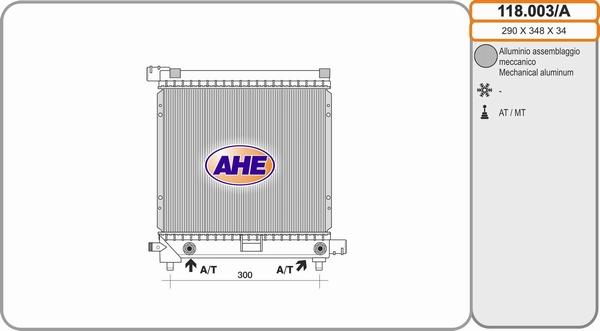 AHE 118.003/A - Радиатор, охлаждане на двигателя vvparts.bg