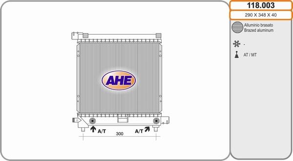 AHE 118.003 - Радиатор, охлаждане на двигателя vvparts.bg