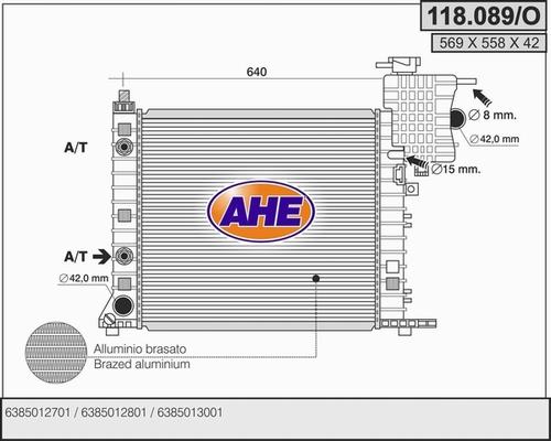 AHE 118.089/O - Радиатор, охлаждане на двигателя vvparts.bg