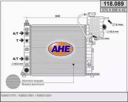 AHE 118.089 - Радиатор, охлаждане на двигателя vvparts.bg