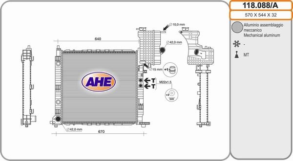 AHE 118.088/A - Радиатор, охлаждане на двигателя vvparts.bg