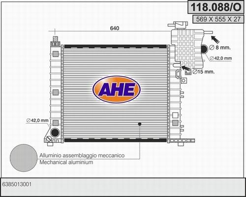 AHE 118.088/O - Радиатор, охлаждане на двигателя vvparts.bg