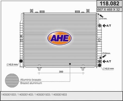 AHE 118.082 - Радиатор, охлаждане на двигателя vvparts.bg