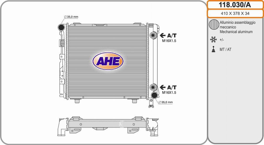 AHE 118.030/A - Радиатор, охлаждане на двигателя vvparts.bg