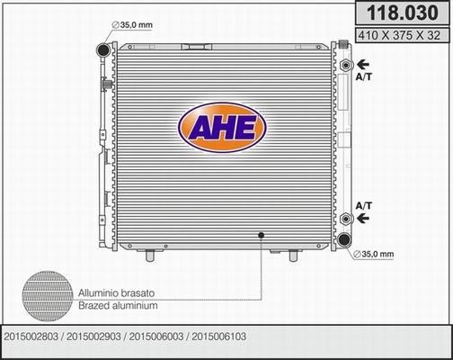 AHE 118.030 - Радиатор, охлаждане на двигателя vvparts.bg