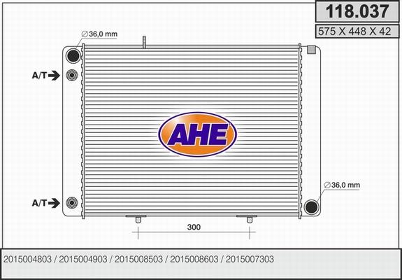 AHE 118.037 - Радиатор, охлаждане на двигателя vvparts.bg