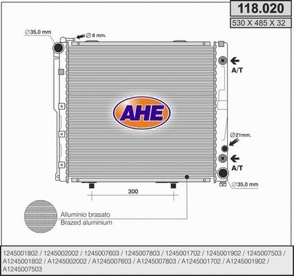 AHE 118.020 - Радиатор, охлаждане на двигателя vvparts.bg