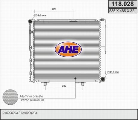 AHE 118.028 - Радиатор, охлаждане на двигателя vvparts.bg