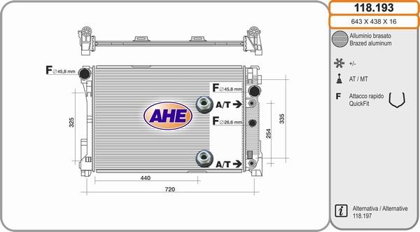 AHE 118.193 - Радиатор, охлаждане на двигателя vvparts.bg